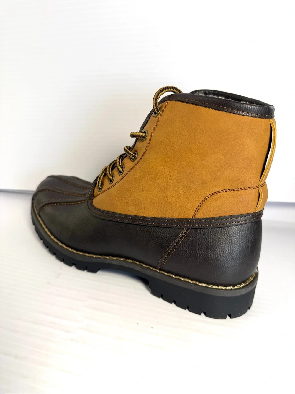 Steven By Steve Madden Brown and Tan Lace-Up Duck Boots